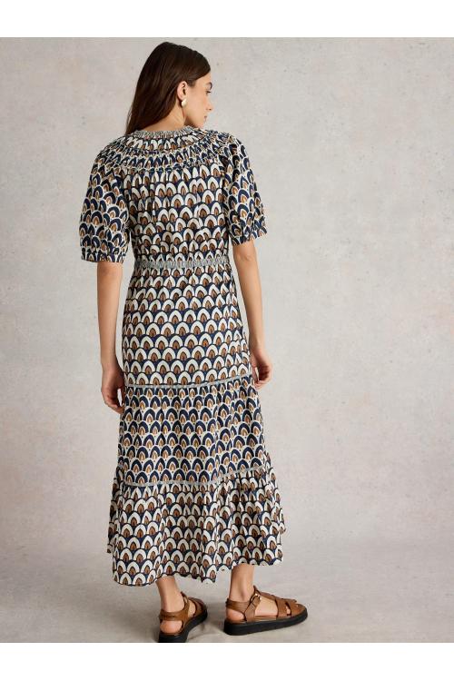 White Stuff Womens Ariel Tiered Woven Dress  in NAVY_PR Art WS443520
