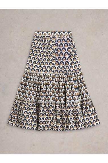 White Stuff Womens Ariel Mix Print Midi Skirt  in NAVY_PR Art WS443408