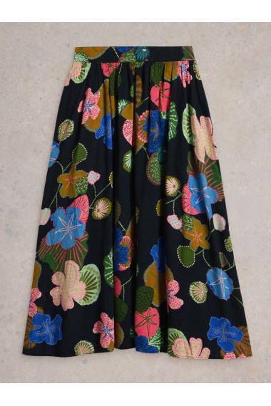 White Stuff Womens Abigail Midi Skirt  in NAVY_PR Art WS443413