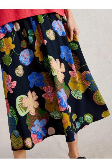 White Stuff Womens Abigail Midi Skirt  in NAVY_PR Art WS443413