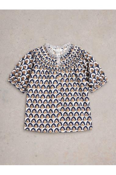 White Stuff Womens Ariel Mix Print Top   in NAVY_PR Art WS443458