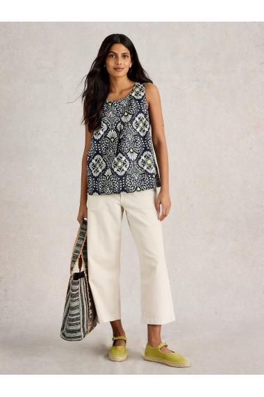White Stuff Womens Paradise Cotton Vest  in NAVY_PR Art WS443456