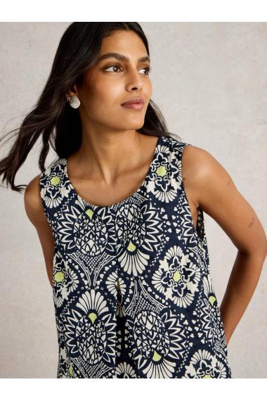 White Stuff Womens Paradise Cotton Vest  in NAVY_PR Art WS443456