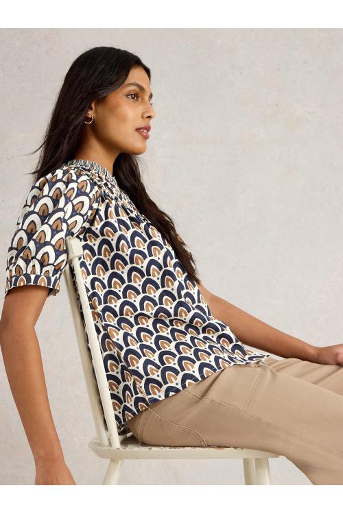 White Stuff Womens Ariel Mix Print Top   in NAVY_PR Art WS443458