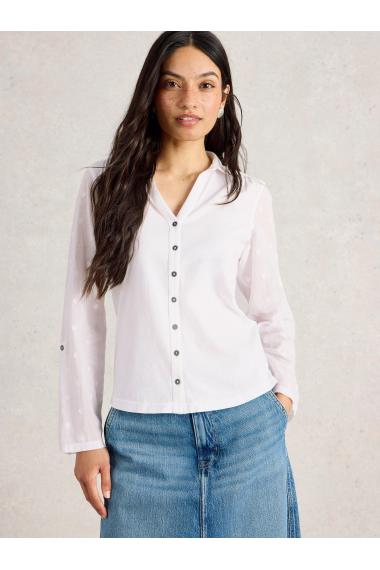 White Stuff Womens ANNIE MIX JERSEY SHIRT  in PALE_IVORY Art WS443386