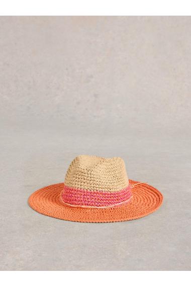 White Stuff Womens Colour Block Fedora  in PINK_MLT Art WS443568