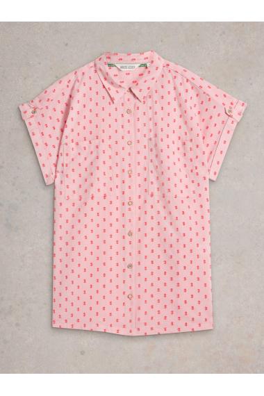 White Stuff Womens Ellie Organic Cotton Shirt  in PINK_MLT Art WS443450