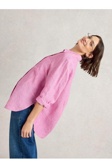 White Stuff Womens Lydia Linen Shirt  in PINK_MLT Art WS442787
