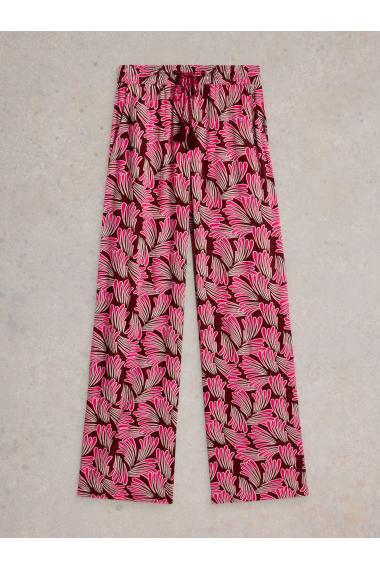 White Stuff Womens Belle Crinkle Wide Leg Trouser  in PINK_PR Art WS443440