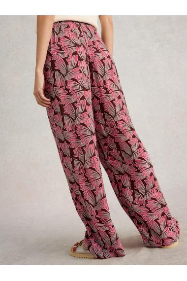 White Stuff Womens Belle Crinkle Wide Leg Trouser  in PINK_PR Art WS443440
