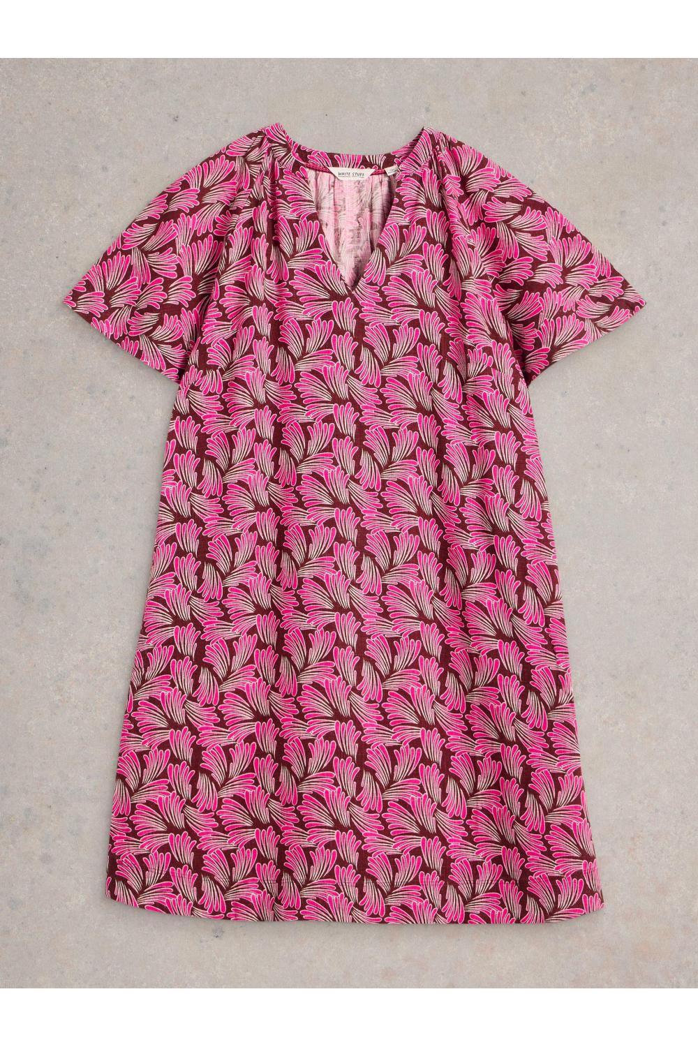 White Stuff Womens Lindsay Linen Dress  in PINK_PR Art WS442732