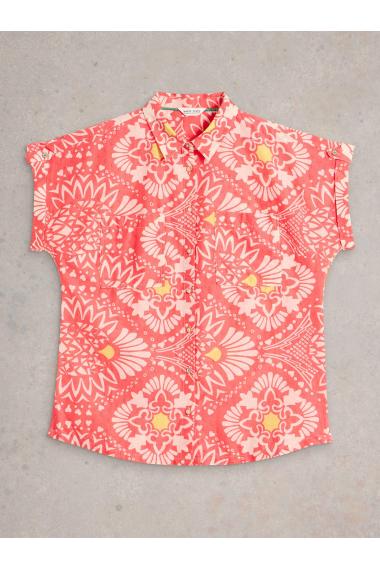 White Stuff Womens Ellie Organic Cotton Shirt  in PINK_PR Art WS443450