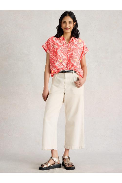 White Stuff Womens Ellie Organic Cotton Shirt  in PINK_PR Art WS443450