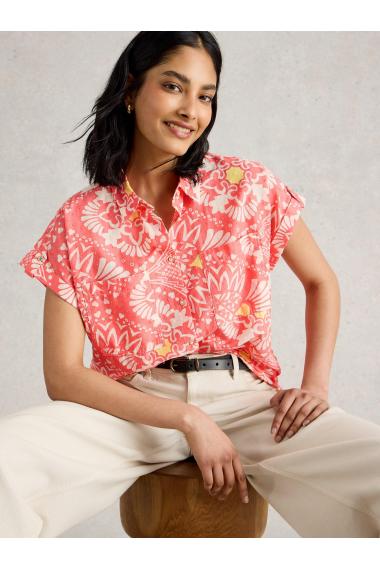 White Stuff Womens Ellie Organic Cotton Shirt  in PINK_PR Art WS443450