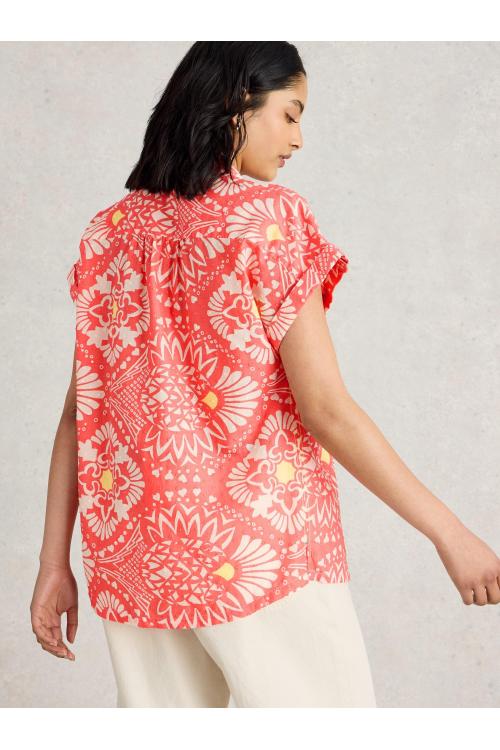 White Stuff Womens Ellie Organic Cotton Shirt  in PINK_PR Art WS443450
