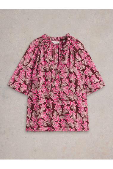 White Stuff Womens Sophia Crinkle Top  in PINK_PR Art WS443452