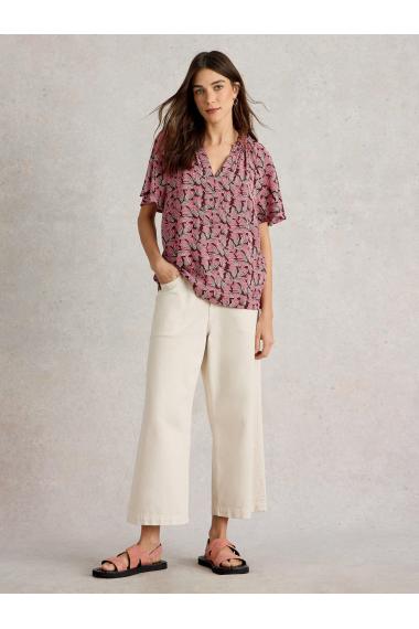 White Stuff Womens Sophia Crinkle Top  in PINK_PR Art WS443452