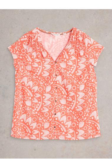 White Stuff Womens Rae Organic Cotton Top  in PINK_PR Art WS443457
