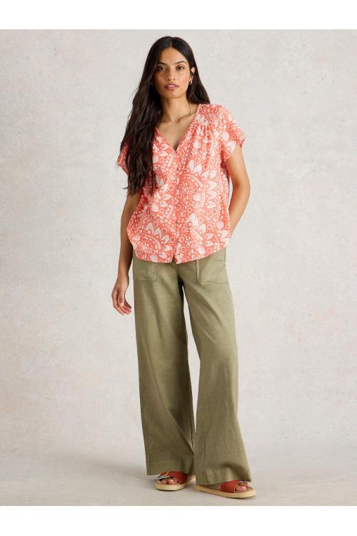 White Stuff Womens Rae Organic Cotton Top  in PINK_PR Art WS443457