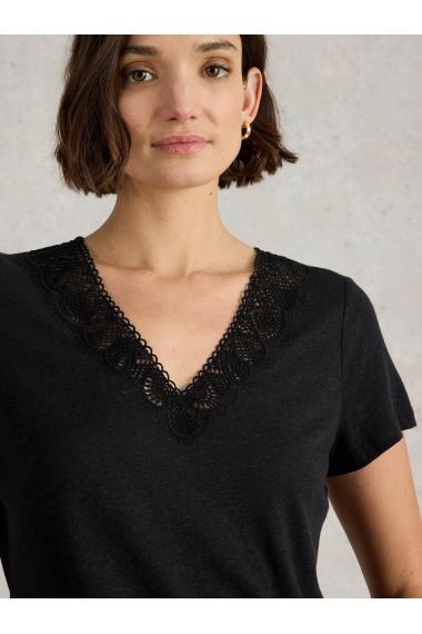 White Stuff Womens ELLIE LACE TEE  in PURE_BLK Art WS440832
