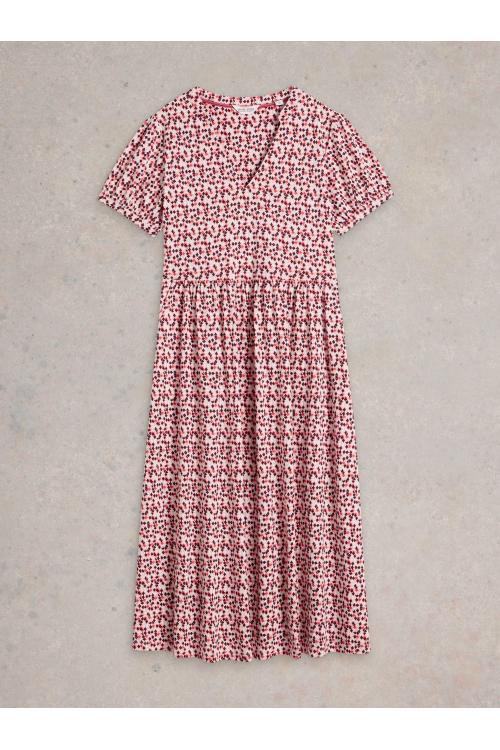 White Stuff Womens Leah Jersey Dress  in RED_MLT Art WS443501