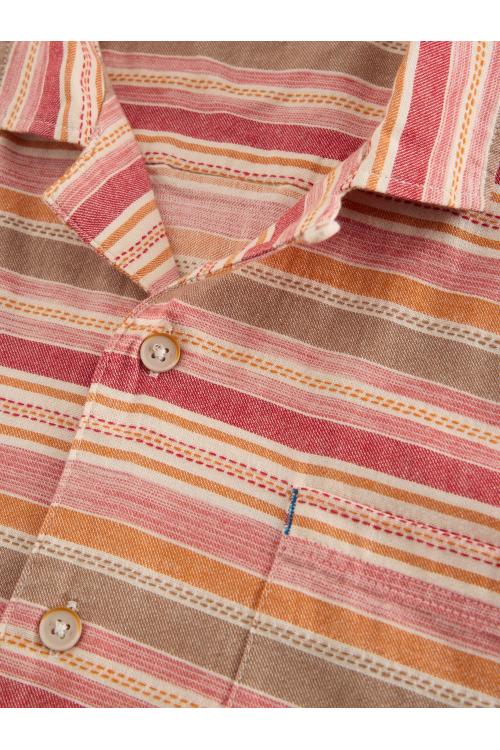 White Stuff Mens Horizontal SS Stripe Shirt  in RED_MLT Art WS443543