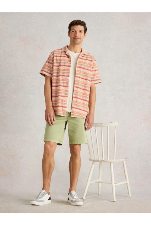 White Stuff Mens Horizontal SS Stripe Shirt  in RED_MLT Art WS443543