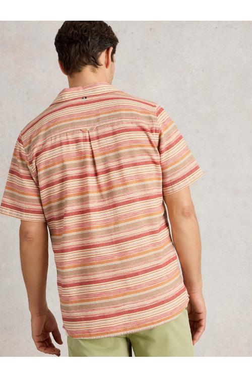 White Stuff Mens Horizontal SS Stripe Shirt  in RED_MLT Art WS443543