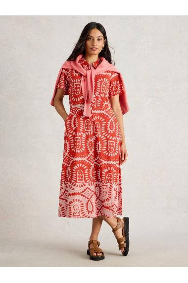 White Stuff Womens Rua Jersey Shirt Dress  in RED_PR Art WS443078