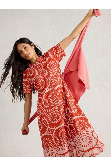White Stuff Womens Rua Jersey Shirt Dress  in RED_PR Art WS443078