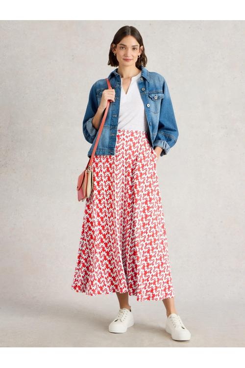 White Stuff Womens Jada Jersey Maxi Skirt  in RED_PR Art WS442802