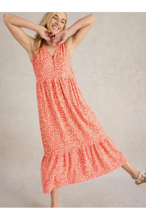 White Stuff Womens Cameron Jersey Maxi Dress  in RED_PR Art WS443515
