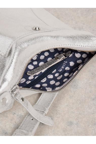 White Stuff Womens Mini Fern Leather Crossbody  in SLV_TN_MET Art WS441118