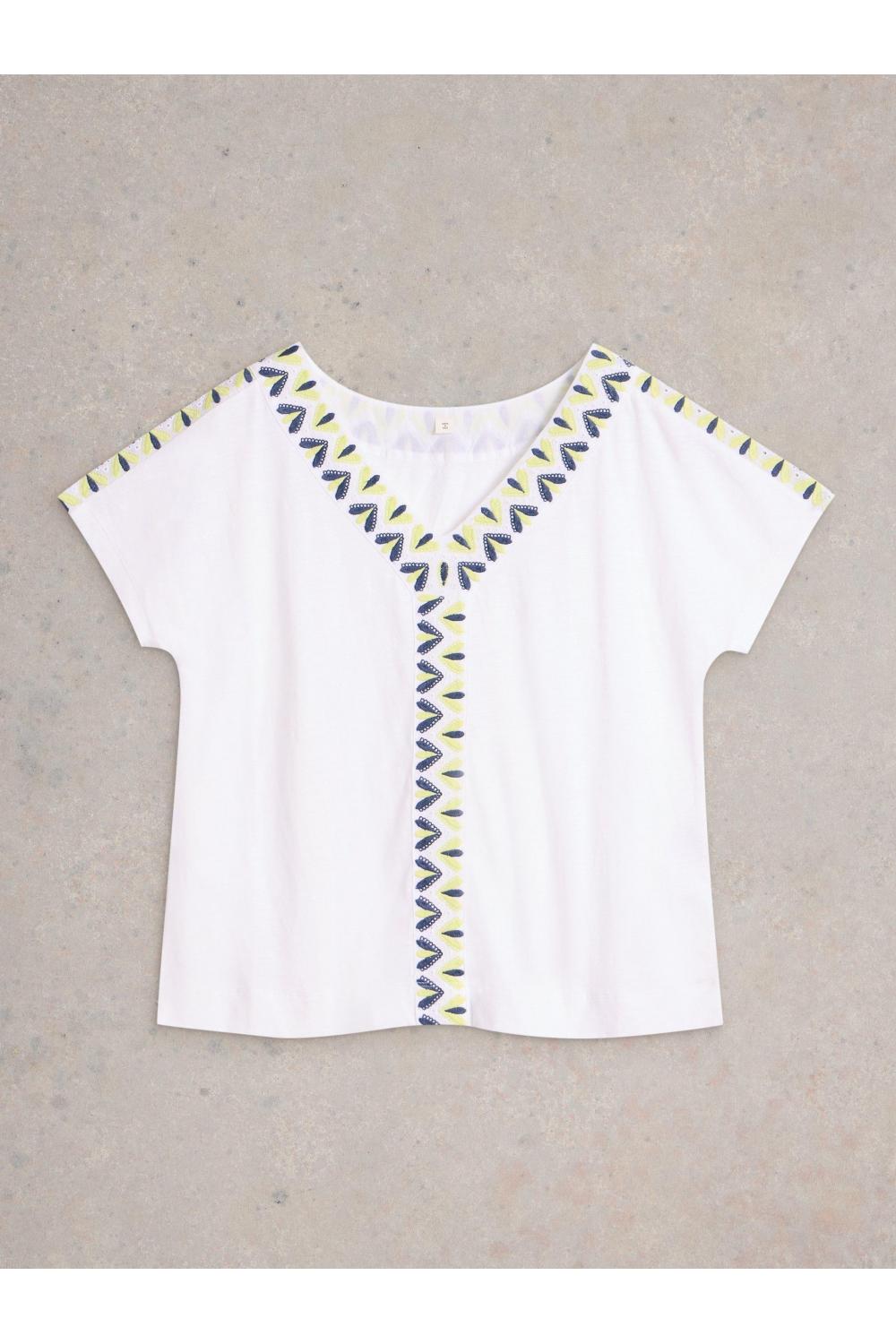 White Stuff Womens NEVA EMBROIDERED TOP  in WHITE_MLT Art WS443713