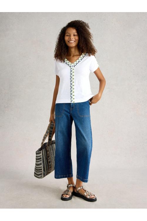 White Stuff Womens NEVA EMBROIDERED TOP  in WHITE_MLT Art WS443713