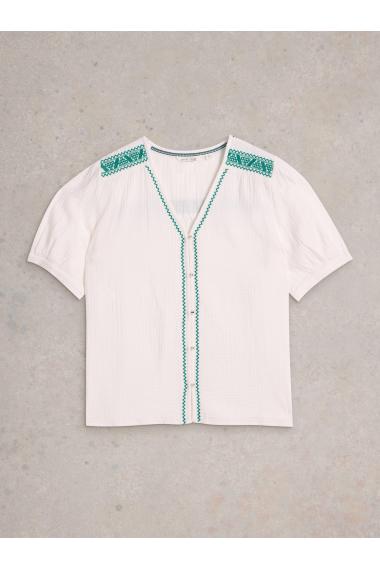 White Stuff Womens Gianna Double Cloth Top  in WHITE_MLT Art WS443461
