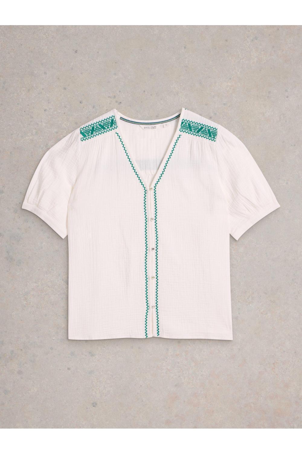 White Stuff Womens Gianna Double Cloth Top  in WHITE_MLT Art WS443461