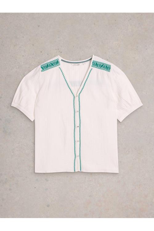 White Stuff Womens Gianna Double Cloth Top  in WHITE_MLT Art WS443461