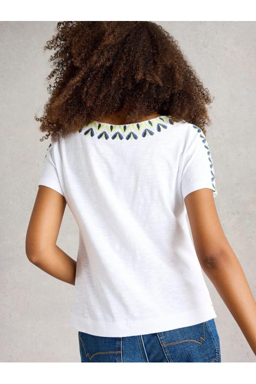 White Stuff Womens NEVA EMBROIDERED TOP  in WHITE_MLT Art WS443713