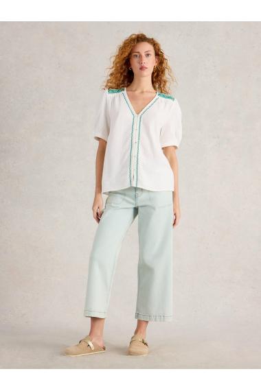 White Stuff Womens Gianna Double Cloth Top  in WHITE_MLT Art WS443461