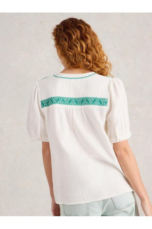 White Stuff Womens Gianna Double Cloth Top  in WHITE_MLT Art WS443461