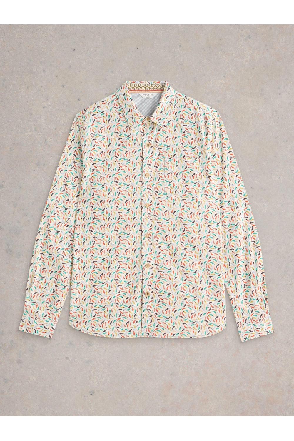 White Stuff Mens Chillis LS Printed Shirt  in WHITE_PR Art WS443565