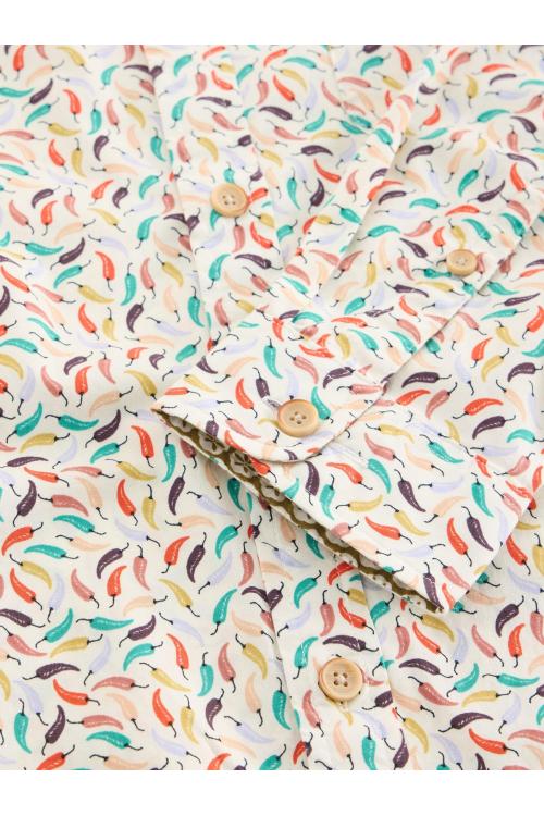 White Stuff Mens Chillis LS Printed Shirt  in WHITE_PR Art WS443565