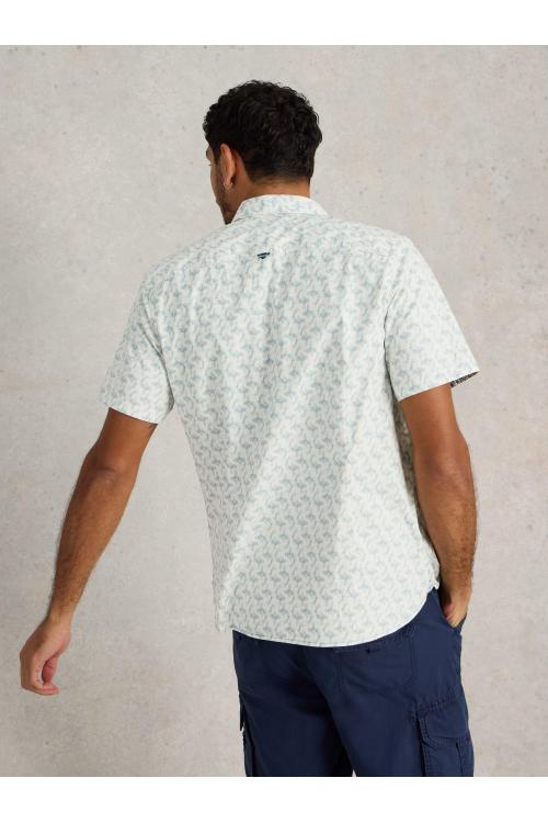White Stuff Mens Koi Fish SS Printed Shirt  in WHITE_PR Art WS443586