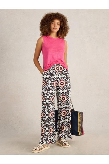White Stuff Womens Lucy Linen Blend Trouser  in WHITE_PR Art WS443436