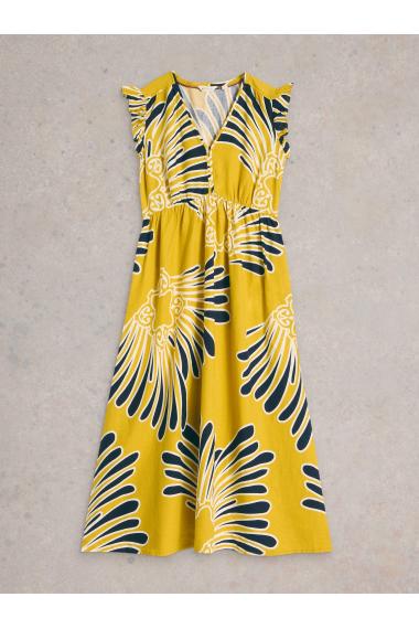 White Stuff Womens Lorna Linen Blend Maxi Dress  in YELLOW_PR Art WS443506