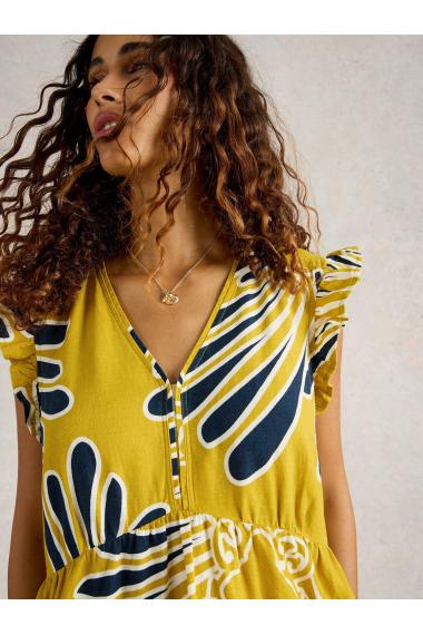 White Stuff Womens Lorna Linen Blend Maxi Dress  in YELLOW_PR Art WS443506