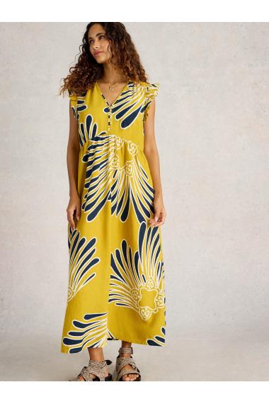 White Stuff Womens Lorna Linen Blend Maxi Dress  in YELLOW_PR Art WS443506