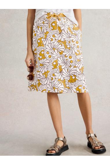 White Stuff Womens Evie Linen Blend Skirt  in YELLOW_PR Art WS443407