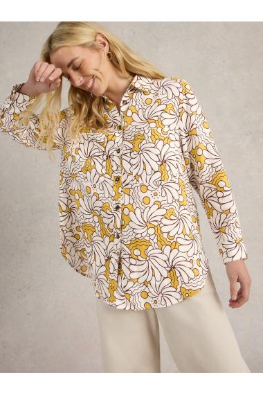 White Stuff Womens Lydia Linen Shirt  in YELLOW_PR Art WS442787